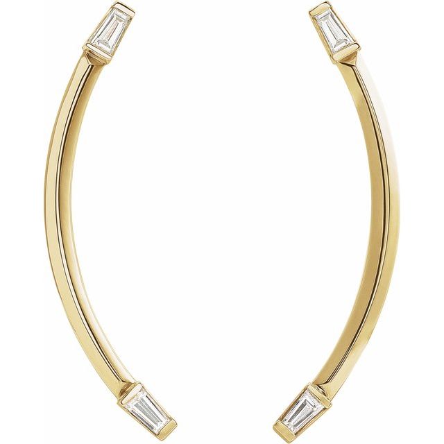 14K Yellow 1/4 CTW Natural Diamond Curved Bar Earrings