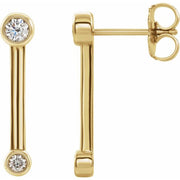 14K Yellow 1/5 CTW Natural Diamond Bezel-Set Bar Earrings