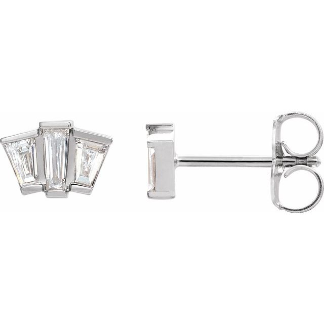 14K White 1/3 CTW Natural Diamond Geometric Cluster Earrings