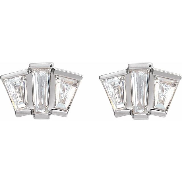 14K White 1/3 CTW Natural Diamond Geometric Cluster Earrings