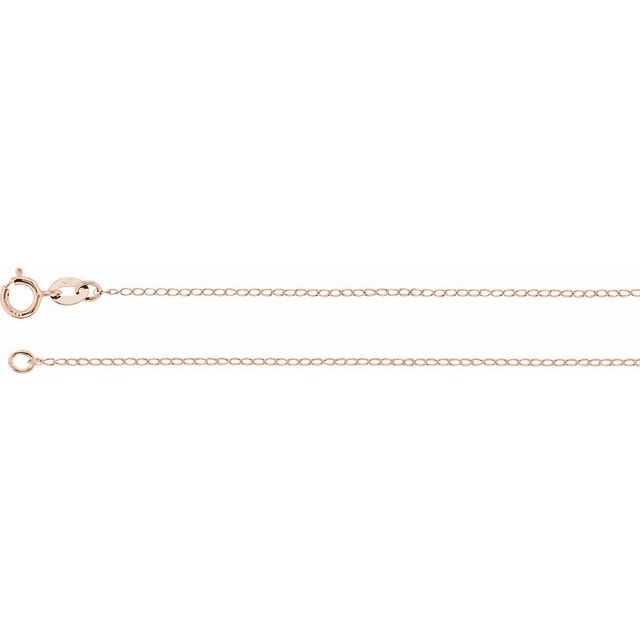 14K Rose 1 mm Curb 16' Chain