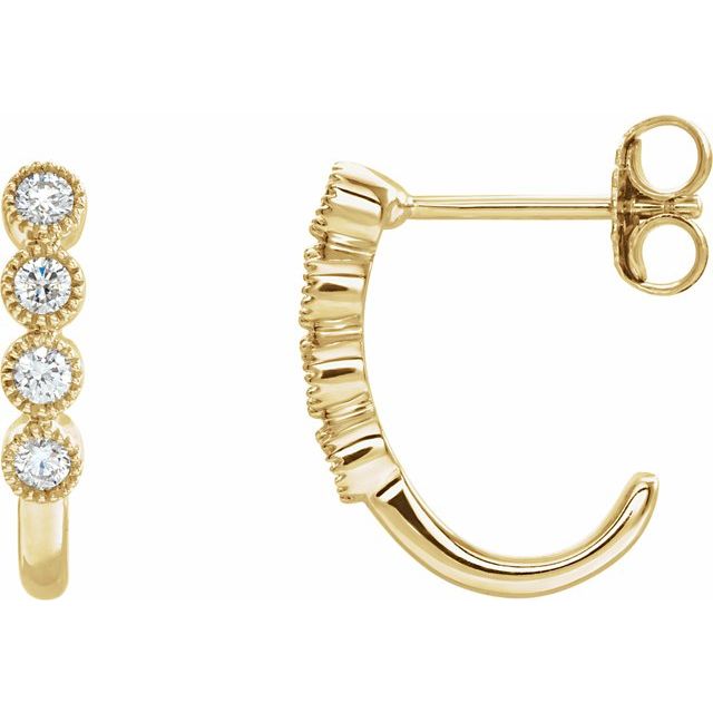 14k Yellow 1/4 Ctw Natural Diamond J-hoop Earrings