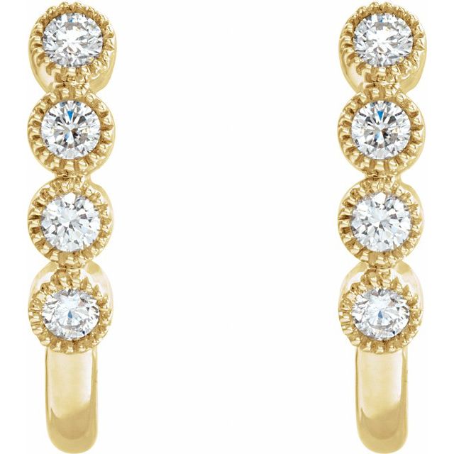 14k Yellow 1/4 Ctw Natural Diamond J-hoop Earrings