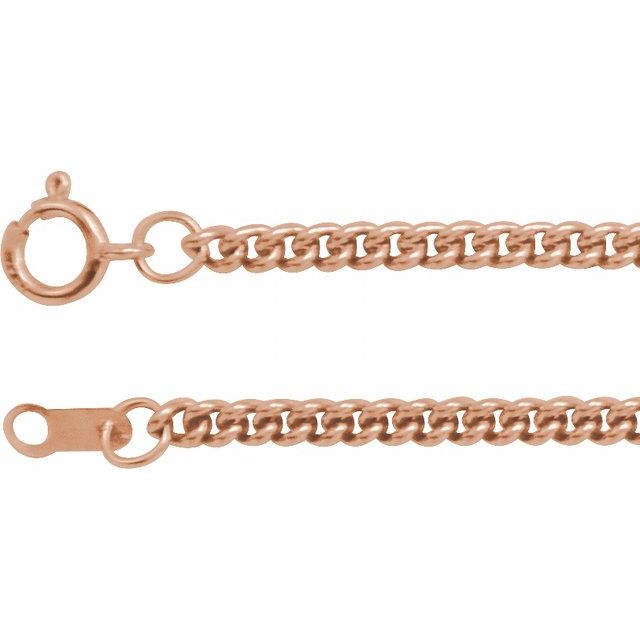 14K Rose 2.25 mm Curb 24' Chain