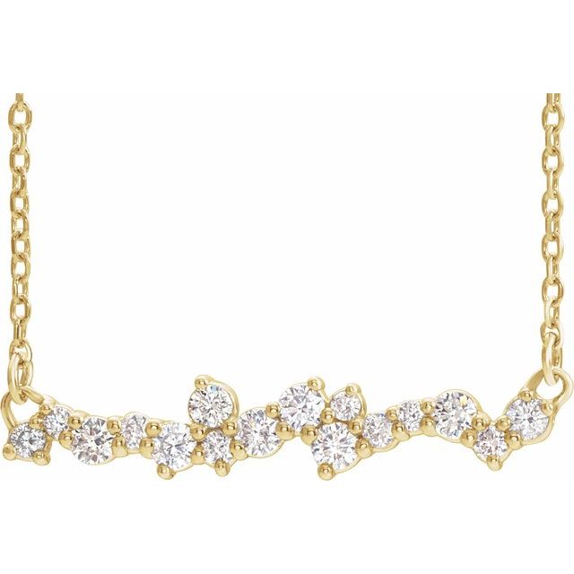 14K Yellow 1/3 CTW Natural Diamond Scattered Bar 18' Necklace