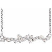 14K White 1/3 CTW Natural Diamond Scattered Bar 18' Necklace