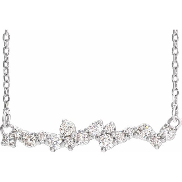 14K White 1/3 CTW Natural Diamond Scattered Bar 18' Necklace