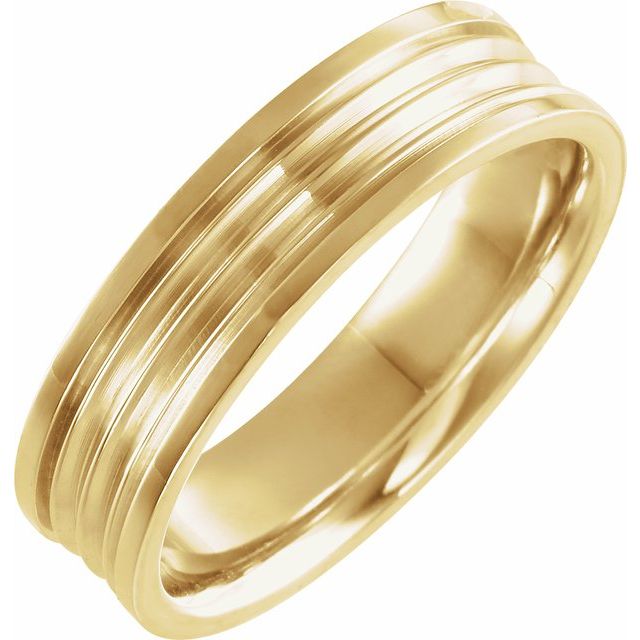 14K Yellow 6 mm Grooved Band Size 10