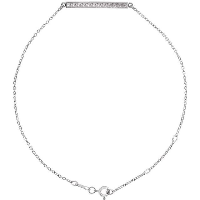 14K White Patterned Bar Bracelet