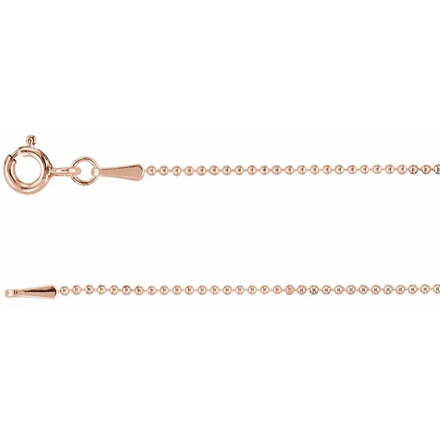 14K Rose 1 mm Hollow Bead 16' Chain