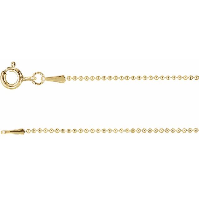 14K Yellow 1 mm Hollow Bead 20' Chain