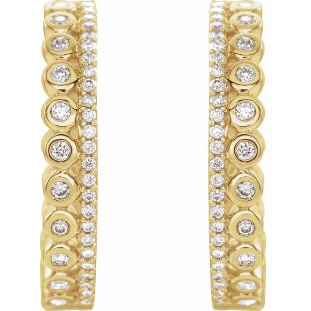14k Yellow 1/3 Ctw Natural Diamond Geometric 19.1 Mm Hoop Earrings
