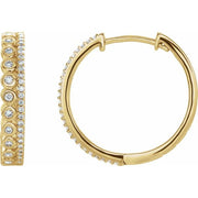 14k Yellow 1/3 Ctw Natural Diamond Geometric 19.1 Mm Hoop Earrings