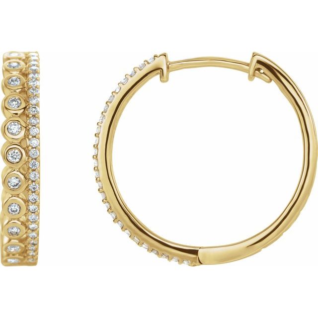 14k Yellow 1/3 Ctw Natural Diamond Geometric 19.1 Mm Hoop Earrings