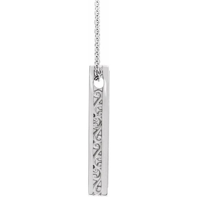 Sterling Silver Engravable Sculptural Bar 16-18' Necklace