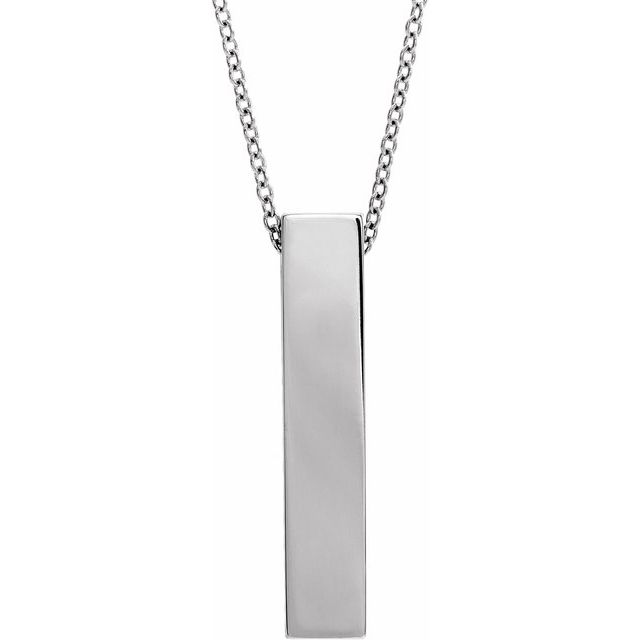 Sterling Silver Engravable Sculptural Bar 16-18' Necklace
