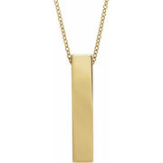 14K Yellow Engravable Sculptural Bar 16-18' Necklace