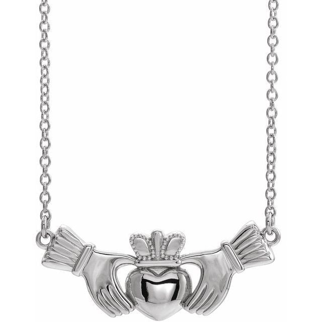 Sterling Silver Claddagh 18' Necklace