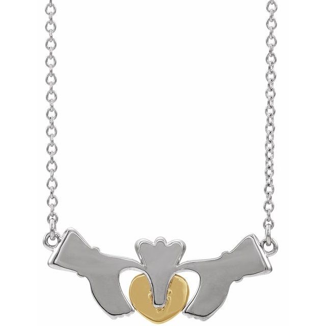 14K White/Yellow Claddagh 18' Necklace