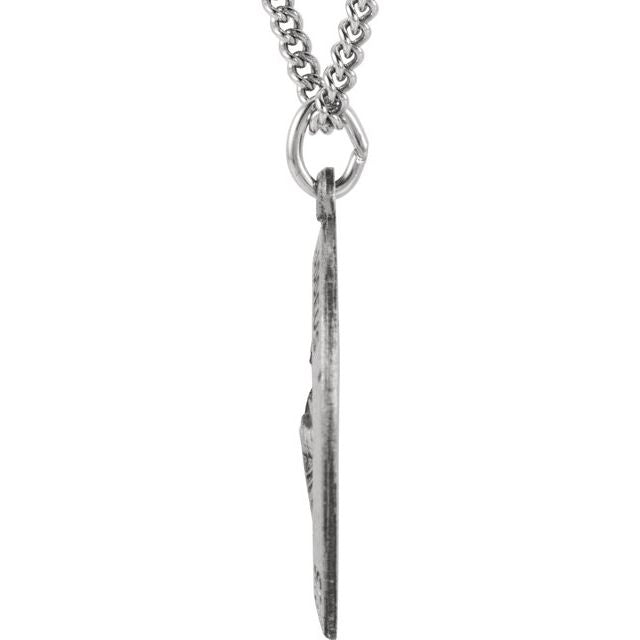 Sterling Silver 18.7x13.5 mm Oval St. Jude Thaddeus 18' Necklace