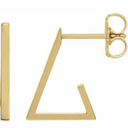 14K Yellow Triangle 13.6 mm Hoop Earrings
