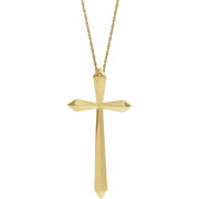 14K Yellow Elongated Cross 20' Necklace