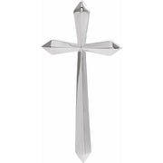 14K White Elongated Cross Pendant