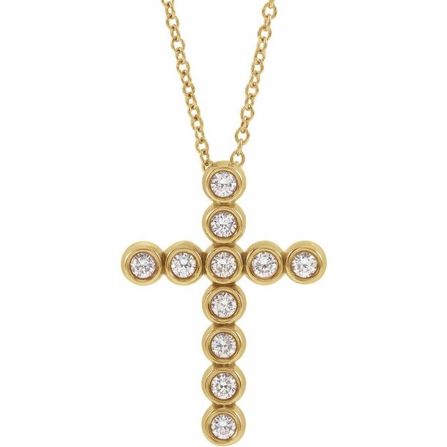 14K Yellow 1/4 CTW Natural Diamond Cross 16-18' Necklace