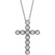 14K White 1/4 CTW Natural Diamond Cross 16-18' Necklace