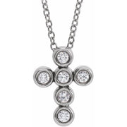 14K White 1/6 CTW Natural Diamond Cross 16-18' Necklace
