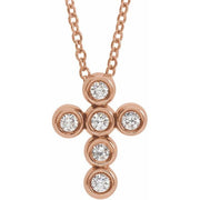 14K Rose 1/6 CTW Natural Diamond Cross 16-18' Necklace