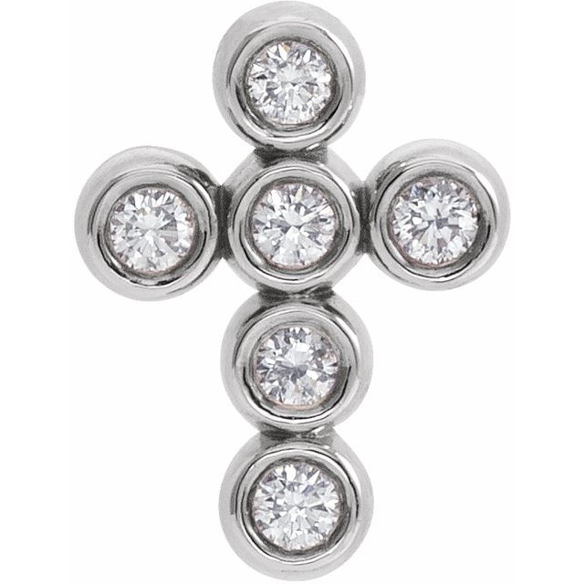 14K White 1/6 CTW Natural Diamond Cross Pendant