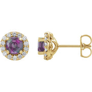 14K Yellow 4 mm Lab-Grown Alexandrite & 1/8 CTW Natural Diamond Earrings