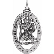 Sterling Silver 29x20 mm Oval St. Christopher Medal