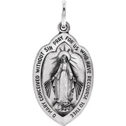 Sterling Silver 29x15 mm Oval Miraculous Medal Pendant