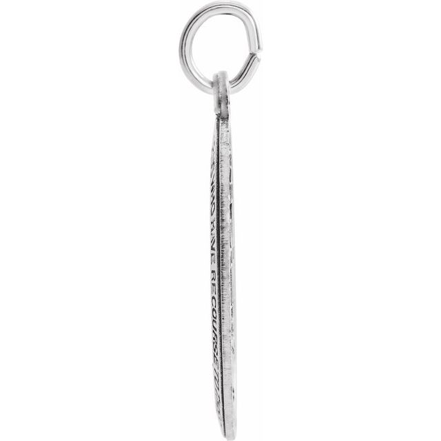14k White 12x8 Mm Oval Miraculous Medal