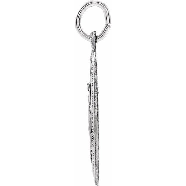 Sterling Silver 29x15 mm Oval Miraculous Medal Pendant