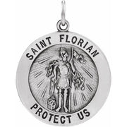 Sterling Silver 22 mm Round St. Florian Medal