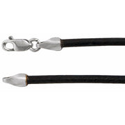 Sterling Silver 2 mm Black Leather 18' Cord