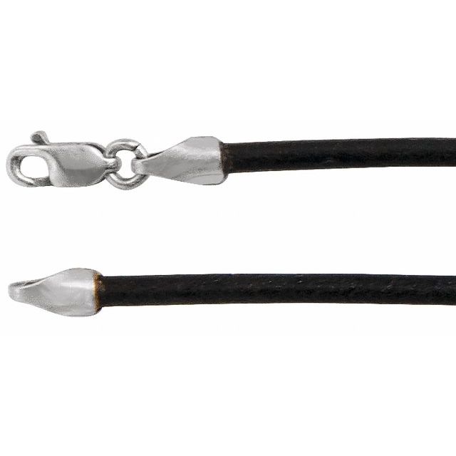 Sterling Silver 2 mm Black Leather 18' Cord