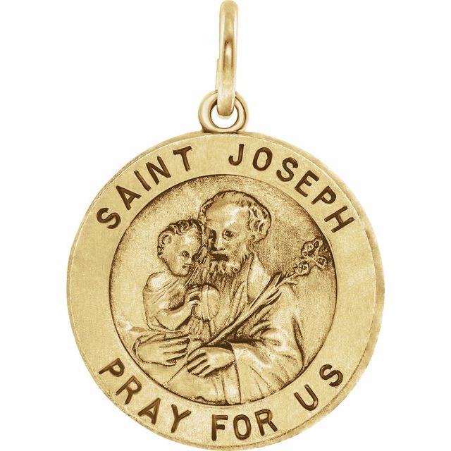 14k Yellow 18 Mm Round St. Joseph Medal