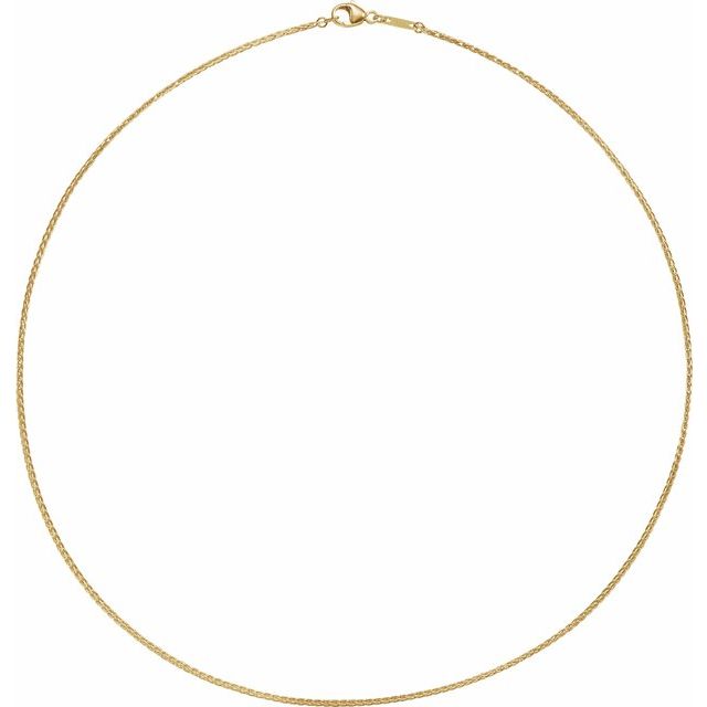 18K Yellow 1.2 mm Wheat 18' Chain