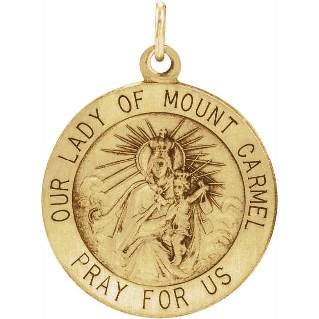 14K Yellow 12 mm Our Lady of Mount Carmel Medal Pendant