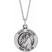 Sterling Silver 15 mm St. Anthony Medal 18' Necklace