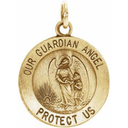 14K Yellow 15 mm Guardian Angel Medal