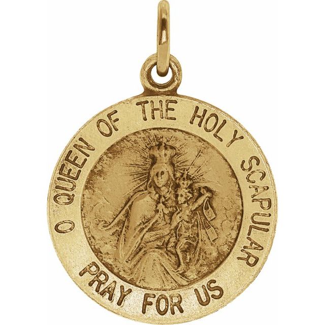 14K Yellow 12 mm Round Scapular Medal