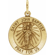 14K Yellow 12 mm Round St. John the Baptist Medal