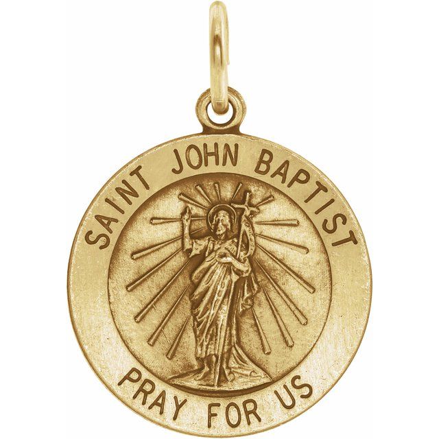 14K Yellow 12 mm Round St. John the Baptist Medal
