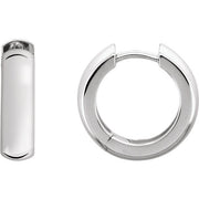 14K White 16 mm Hinged Hoop Earrings