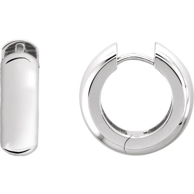 Sterling Silver 14 mm Hinged Hoop Earrings